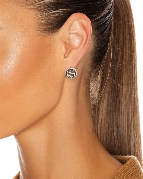 gucci silver interlocking g earrings